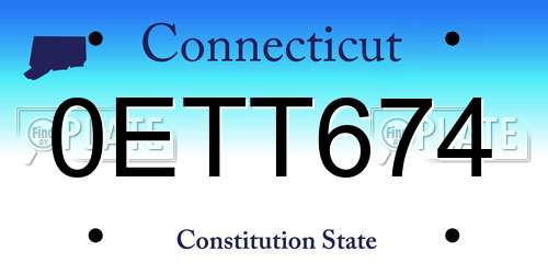0ETT674 Connecticut License Plate