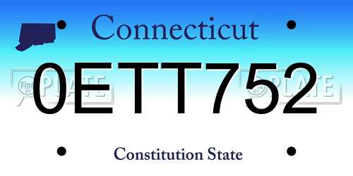 0ETT752 Connecticut License Plate