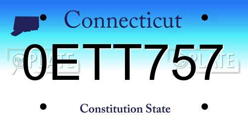 0ETT757 Connecticut License Plate