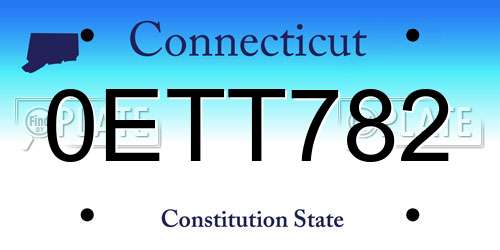 0ETT782 Connecticut License Plate