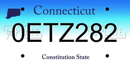 0ETZ282 Connecticut License Plate