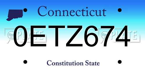 0ETZ674 Connecticut License Plate