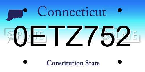 0ETZ752 Connecticut License Plate