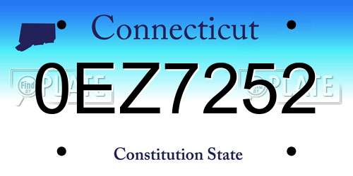 0EZ7252 Connecticut License Plate