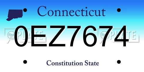 0EZ7674 Connecticut License Plate