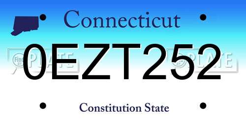 0EZT252 Connecticut License Plate