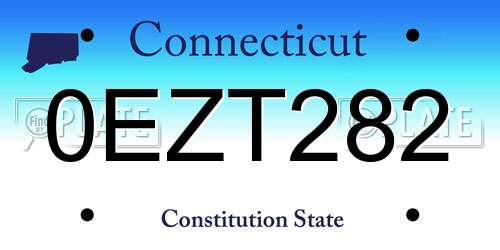 0EZT282 Connecticut License Plate