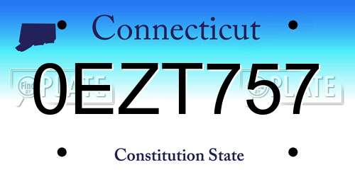 0EZT757 Connecticut License Plate