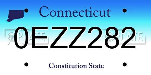 0EZZ282 Connecticut License Plate
