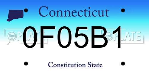 0F05B1 Connecticut License Plate