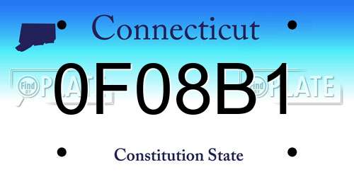0F08B1 Connecticut License Plate