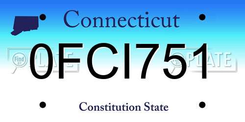 0FCI751 Connecticut License Plate