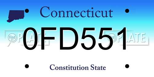 0FD551 Connecticut License Plate