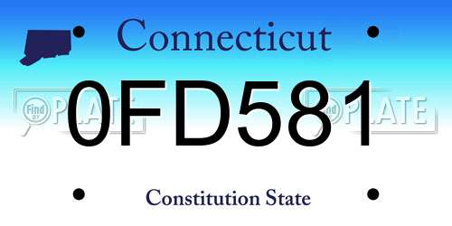 0FD581 Connecticut License Plate