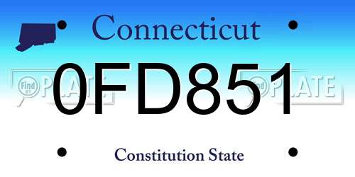 0FD851 Connecticut License Plate