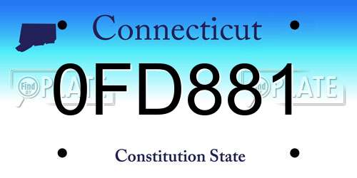 0FD881 Connecticut License Plate