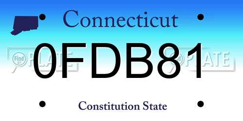 0FDB81 Connecticut License Plate