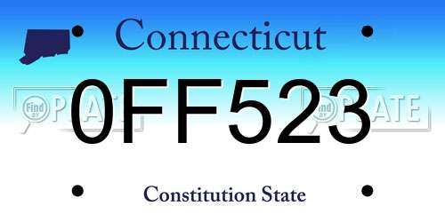 0FF523 Connecticut License Plate