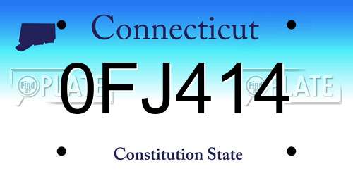 0FJ414 Connecticut License Plate