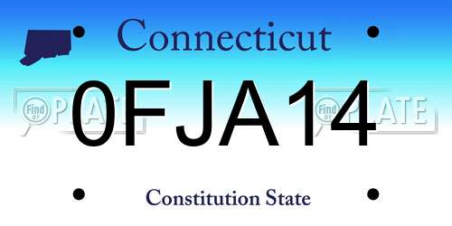 0FJA14 Connecticut License Plate