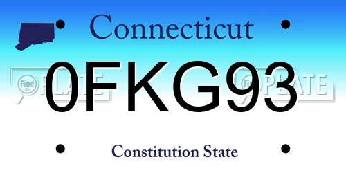 0FKG93 Connecticut License Plate