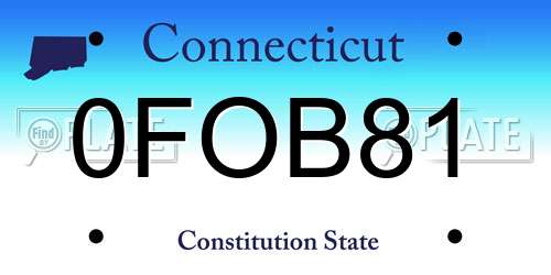 0FOB81 Connecticut License Plate