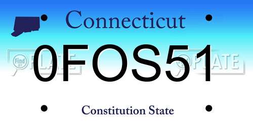 0FOS51 Connecticut License Plate
