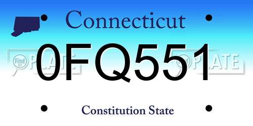0FQ551 Connecticut License Plate