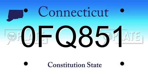 0FQ851 Connecticut License Plate