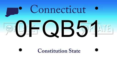 0FQB51 Connecticut License Plate