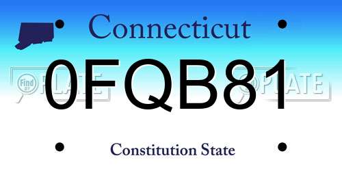 0FQB81 Connecticut License Plate