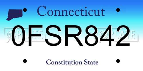 0FSR842 Connecticut License Plate