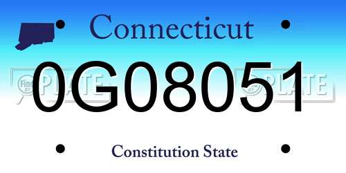 0G08051 Connecticut License Plate