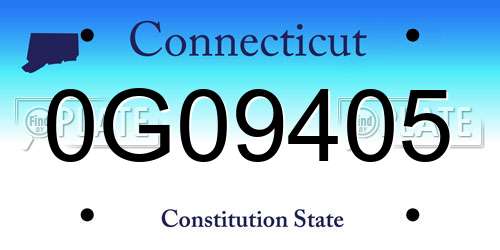 0G09405 Connecticut License Plate