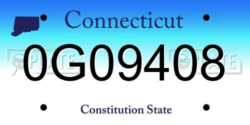 0G09408 Connecticut License Plate
