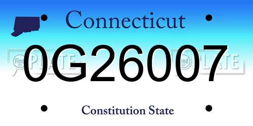 0G26007 Connecticut License Plate