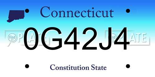 0G42J4 Connecticut License Plate