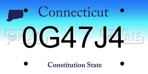 0G47J4 Connecticut License Plate