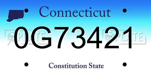 0G73421 Connecticut License Plate