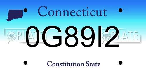 0G89I2 Connecticut License Plate
