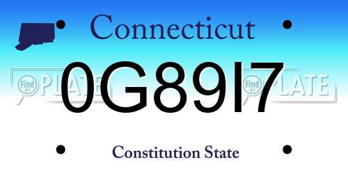 0G89I7 Connecticut License Plate