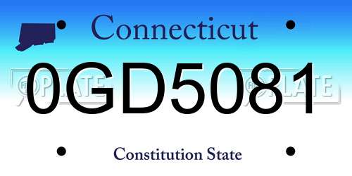0GD5081 Connecticut License Plate