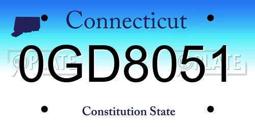 0GD8051 Connecticut License Plate
