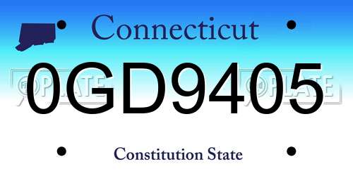 0GD9405 Connecticut License Plate