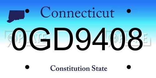 0GD9408 Connecticut License Plate