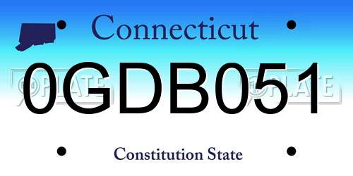 0GDB051 Connecticut License Plate