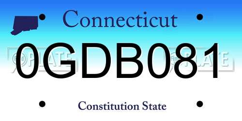 0GDB081 Connecticut License Plate