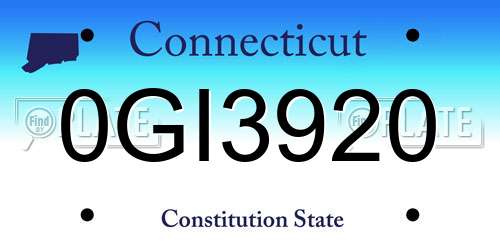0GI3920 Connecticut License Plate