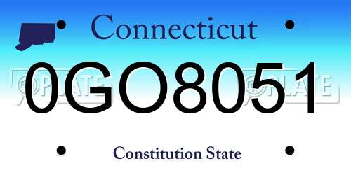 0GO8051 Connecticut License Plate