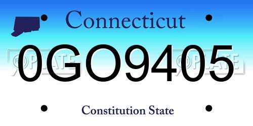 0GO9405 Connecticut License Plate